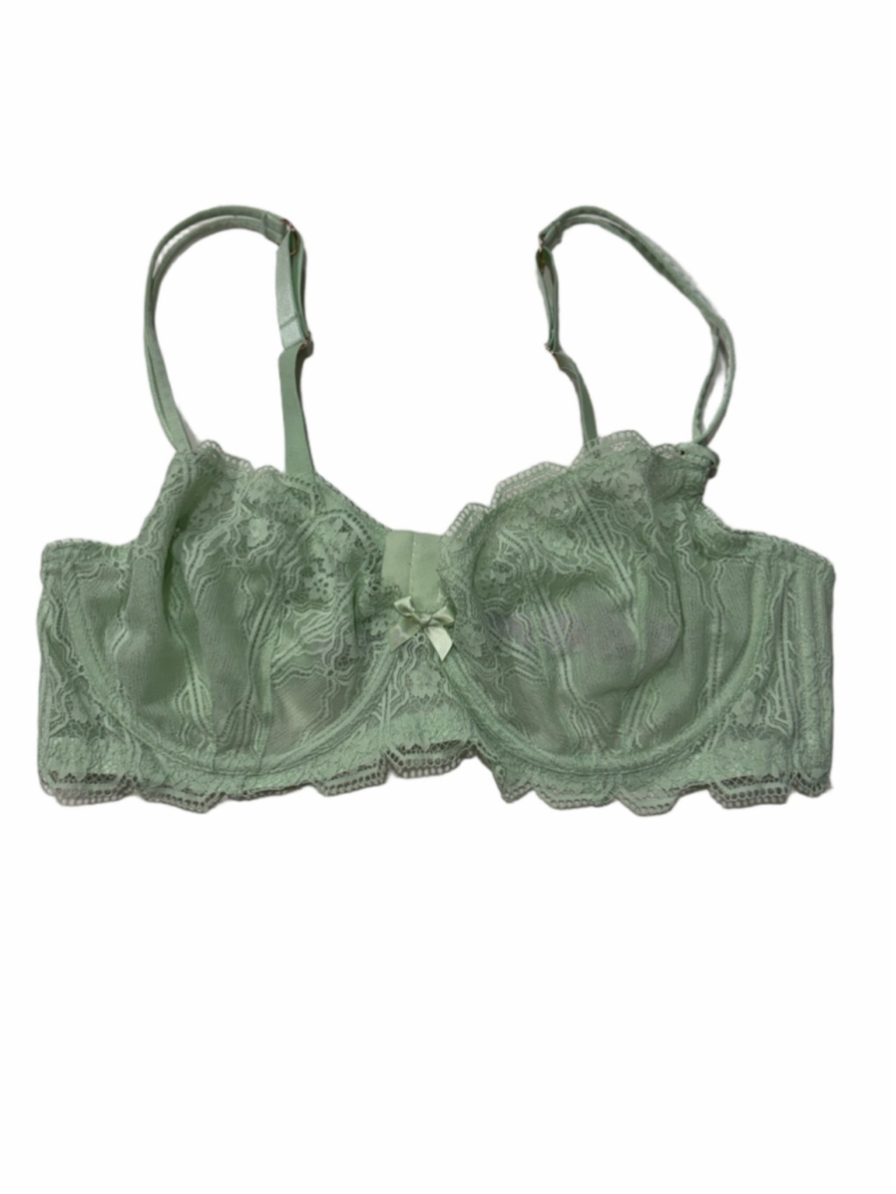 Savage X Fenty 38DD Mint Green Lace Unlined Underwire Balconette Bra Floral